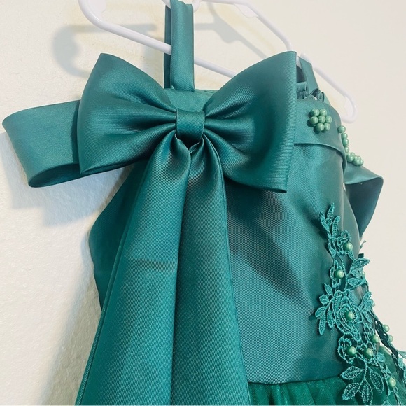 Elegant Green girl kid dress size 7y formal tulle event party emerald green - Picture 6 of 11